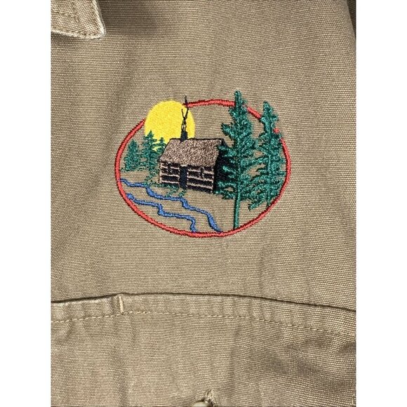 Cabela's Men's Shirt Sz XL Tan Stonewashed Canvas Tan Embroidered L/S Button Up - Picture 3 of 6